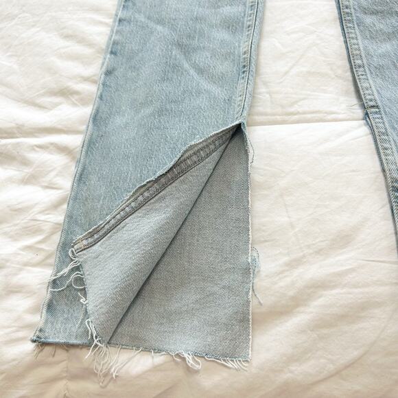 NWT Zara High Rise Split Hem Distressed Jeans Light Wash Straight Leg Sz 2 - Picture 8 of 8